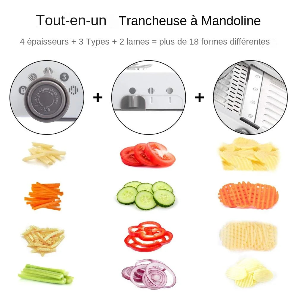 COUPE-LEGUMES, COUPE-FRUITS / MANDOLINE MULTIFONCTION 18 en 1