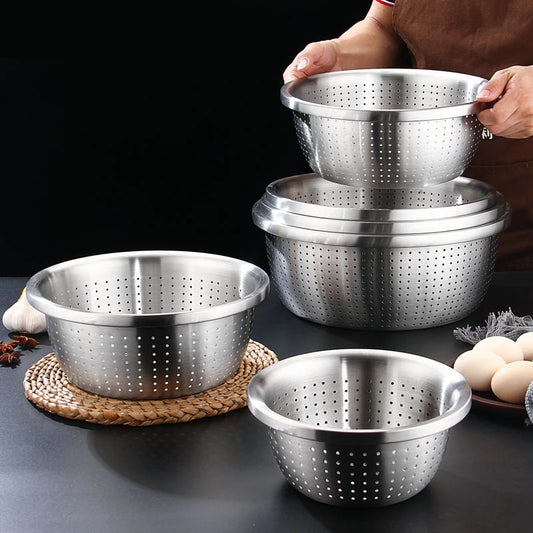 Passoire ronde en acier inoxydable - Tamis de lavage riz - fruits et légumes