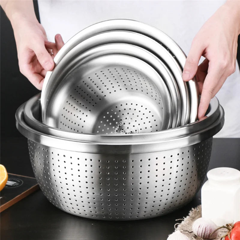Passoire ronde en acier inoxydable - Tamis de lavage riz - fruits et légumes