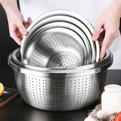 Passoire ronde en acier inoxydable - Tamis de lavage riz - fruits et légumes