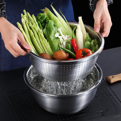 Passoire ronde en acier inoxydable - Tamis de lavage riz - fruits et légumes