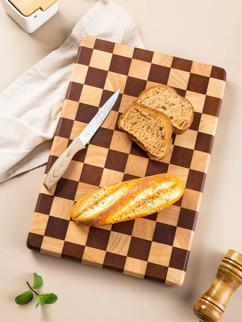 Planche à découper en bois - Motif damier