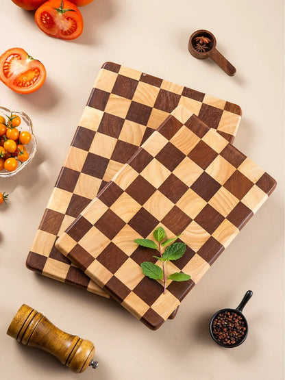 Planche à découper en bois - Motif damier