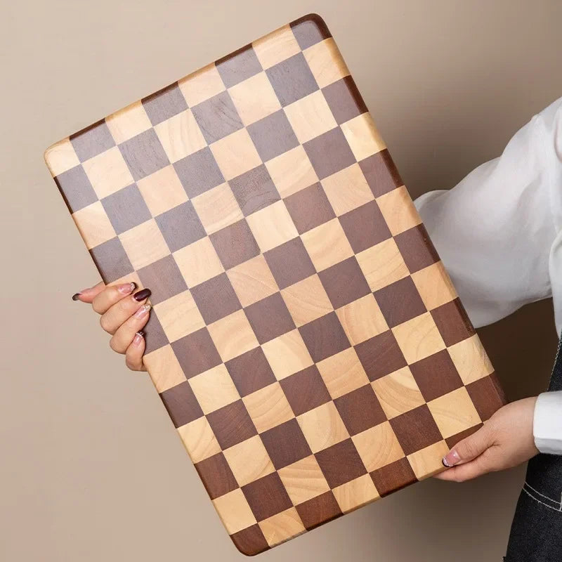 Planche à découper en bois - Motif damier