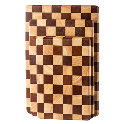Planche à découper en bois - Motif damier