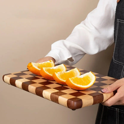 Planche à découper en bois - Motif damier